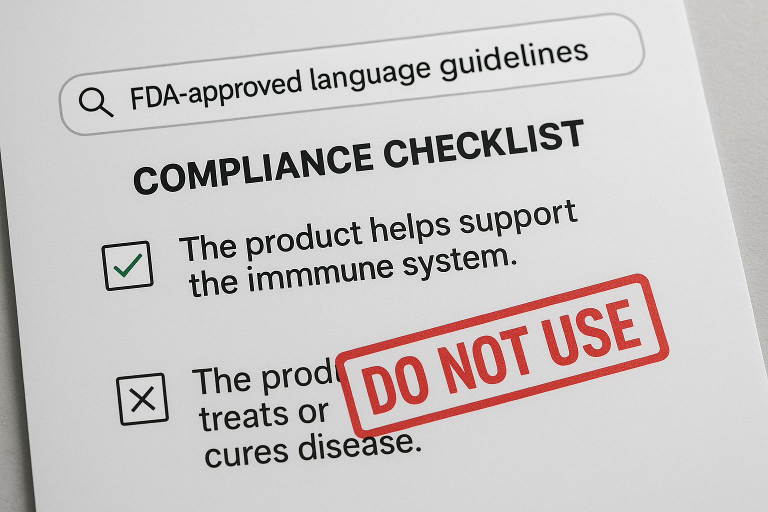 Compliance checklist for peptide keyword selection