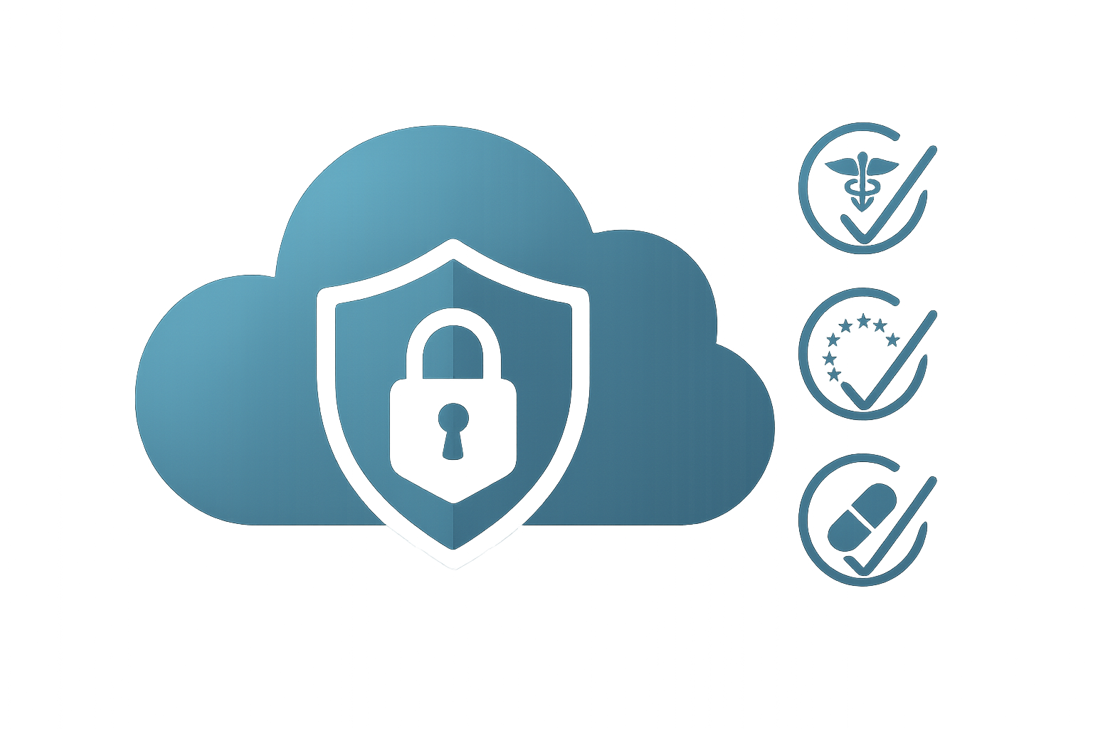Lock and shield illustration representing cloud security and regulatory compliance