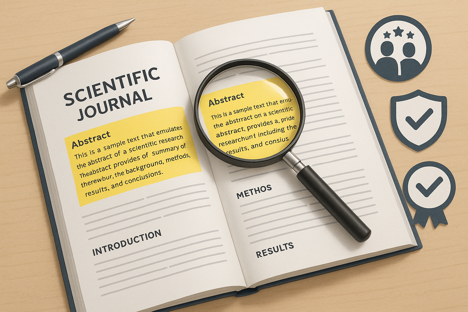 Open journal view highlighting abstract key points and peer‑review badge