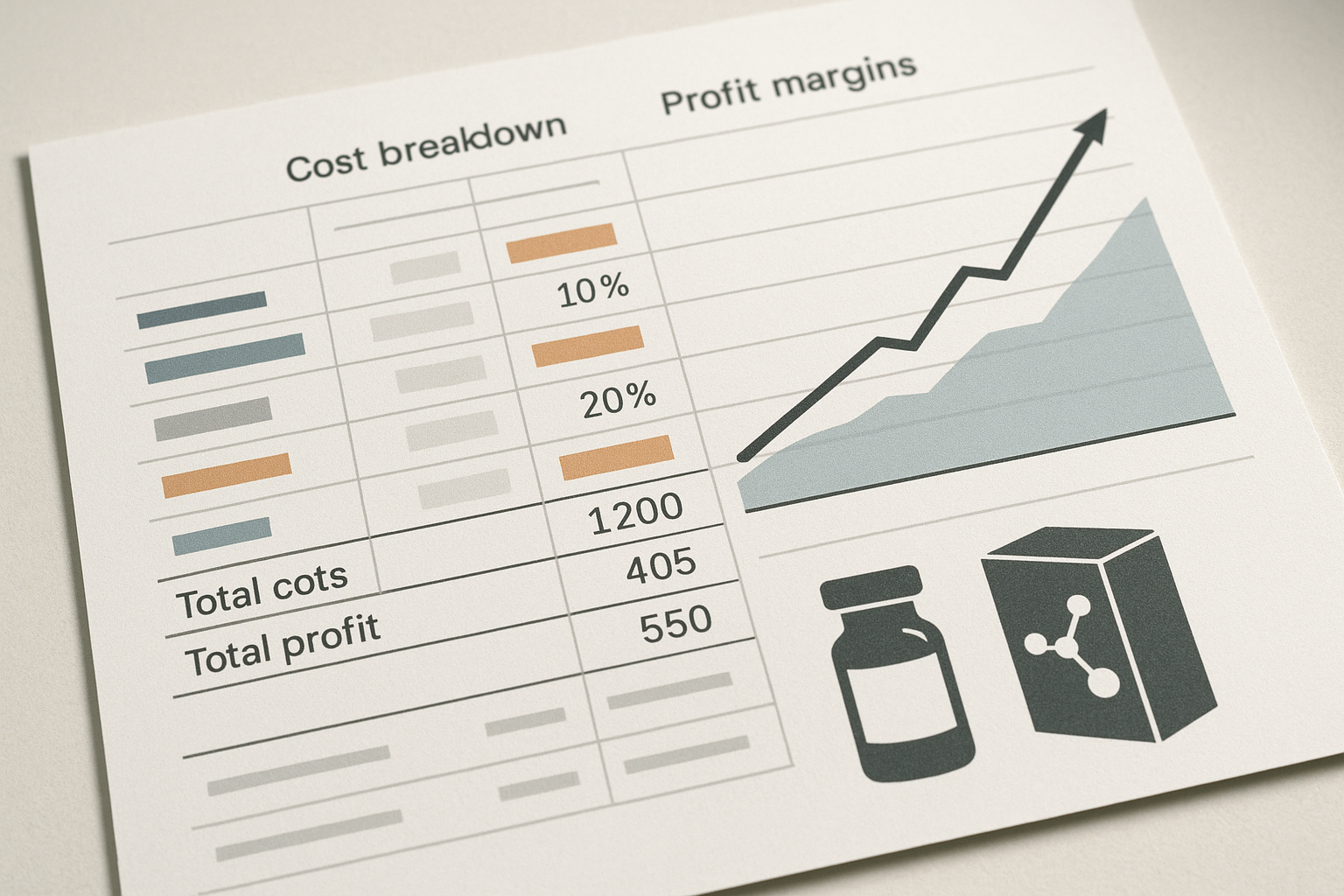 Financial model diagram for multiple peptide products