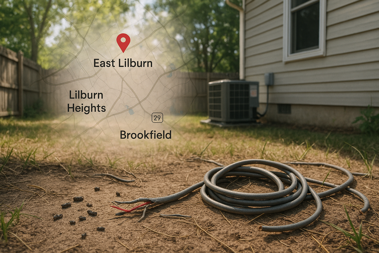 Illustration of Norway and Roof rats in a suburban setting