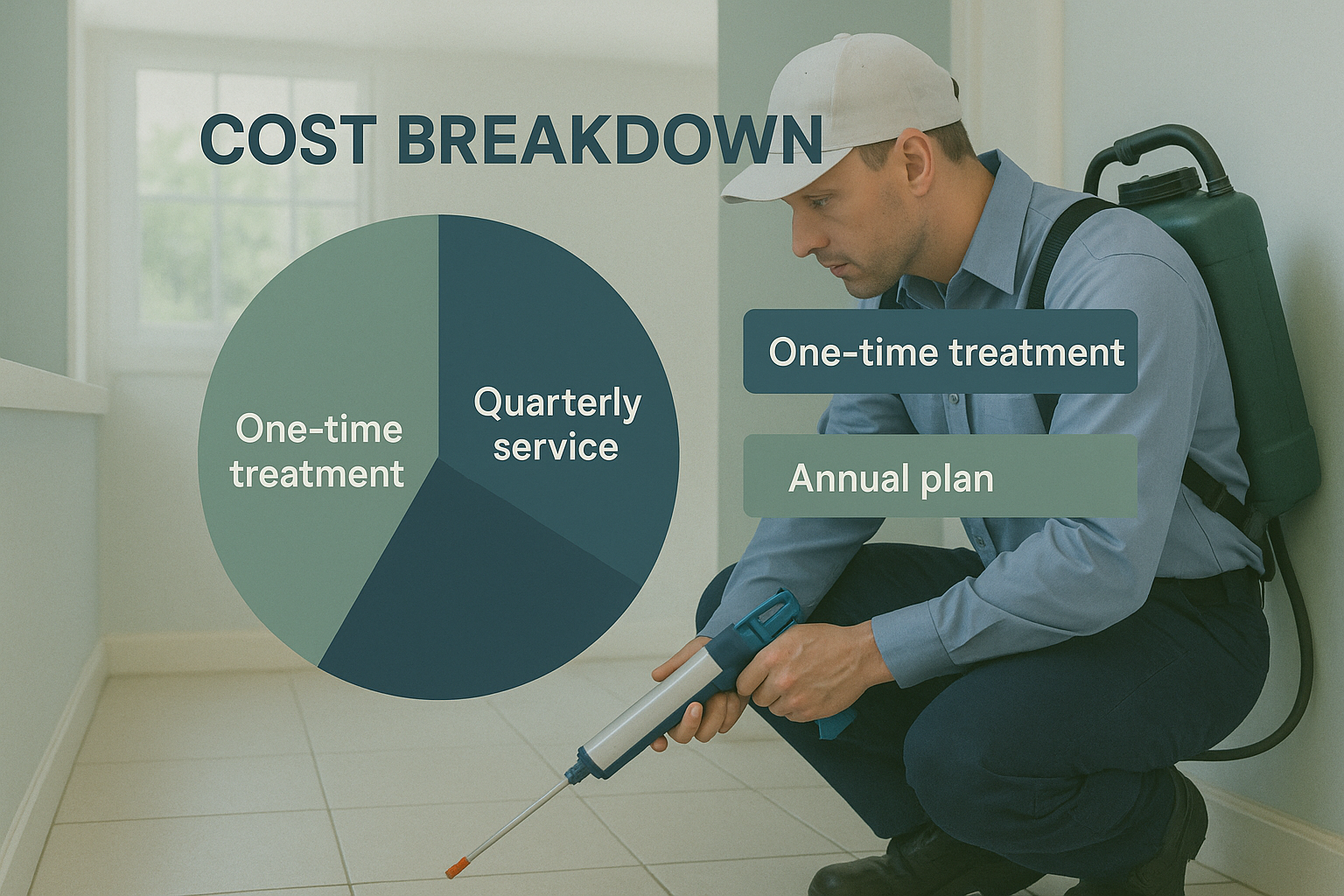 How much does cockroach control cost in Lilburn, Georgia? 3 Technician applying gel bait in a kitchen crack
