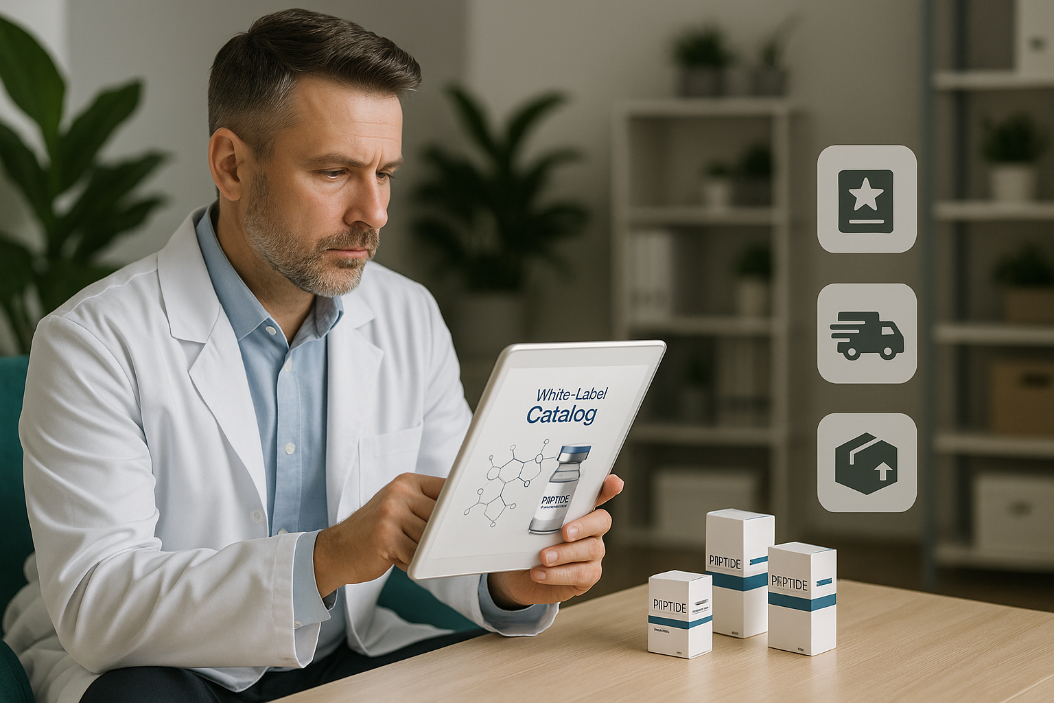 Clinic owner reviewing a <a href=