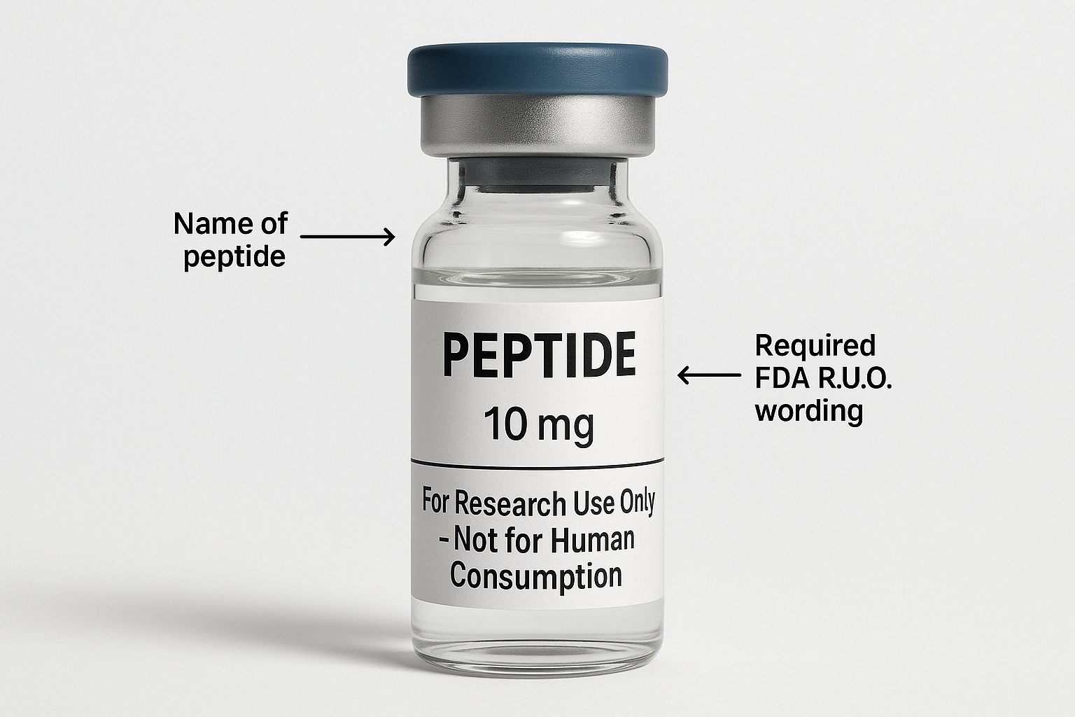 Sample peptide label demonstrating FDA required wording and placement