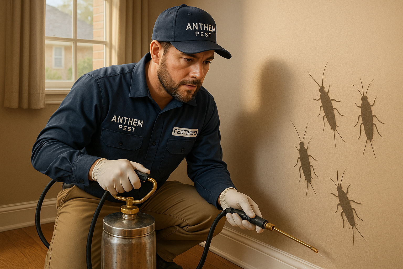 How much does silverfish control cost in Lilburn, Georgia? 4 Anthem Pest technician inspecting a Lilburn home for silverfish hotspots
