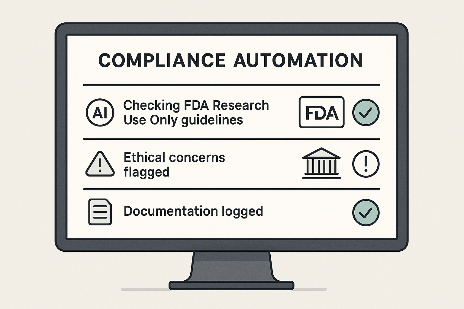 AI compliance screen showing flagged marketing copy and suggested edits