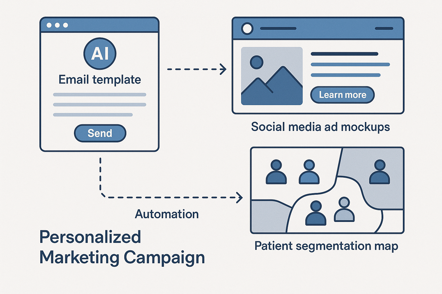 Workflow illustration of AI‑generated templates, approval loops, and automated publishing for multi‑channel peptide marketing