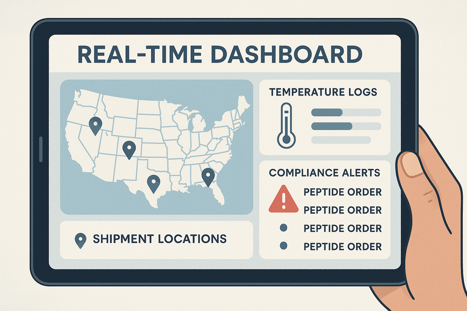 Tablet‑based real‑time monitoring dashboard for peptide logistics
