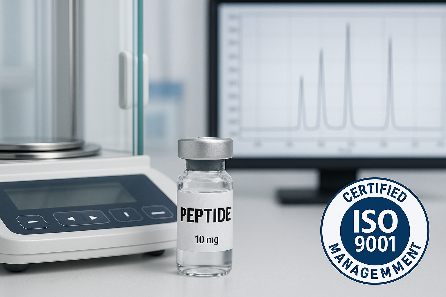 Laboratory bench with calibrated instruments and documentation