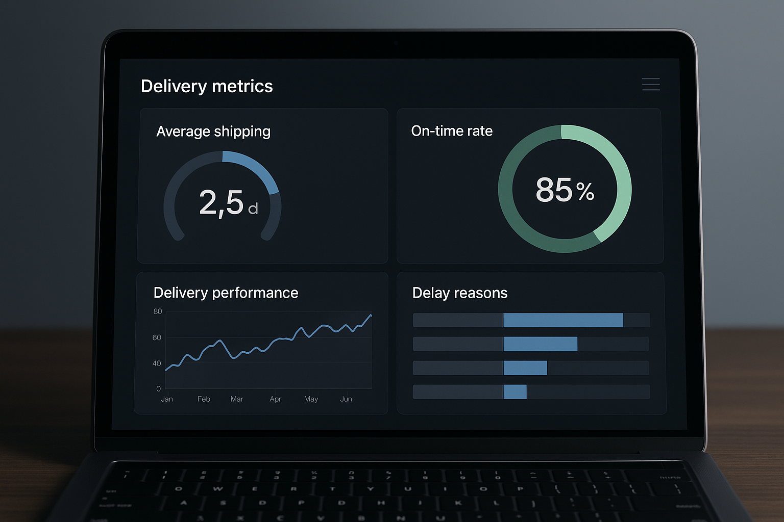 Dashboard showing delivery metrics and heat map of carrier performance