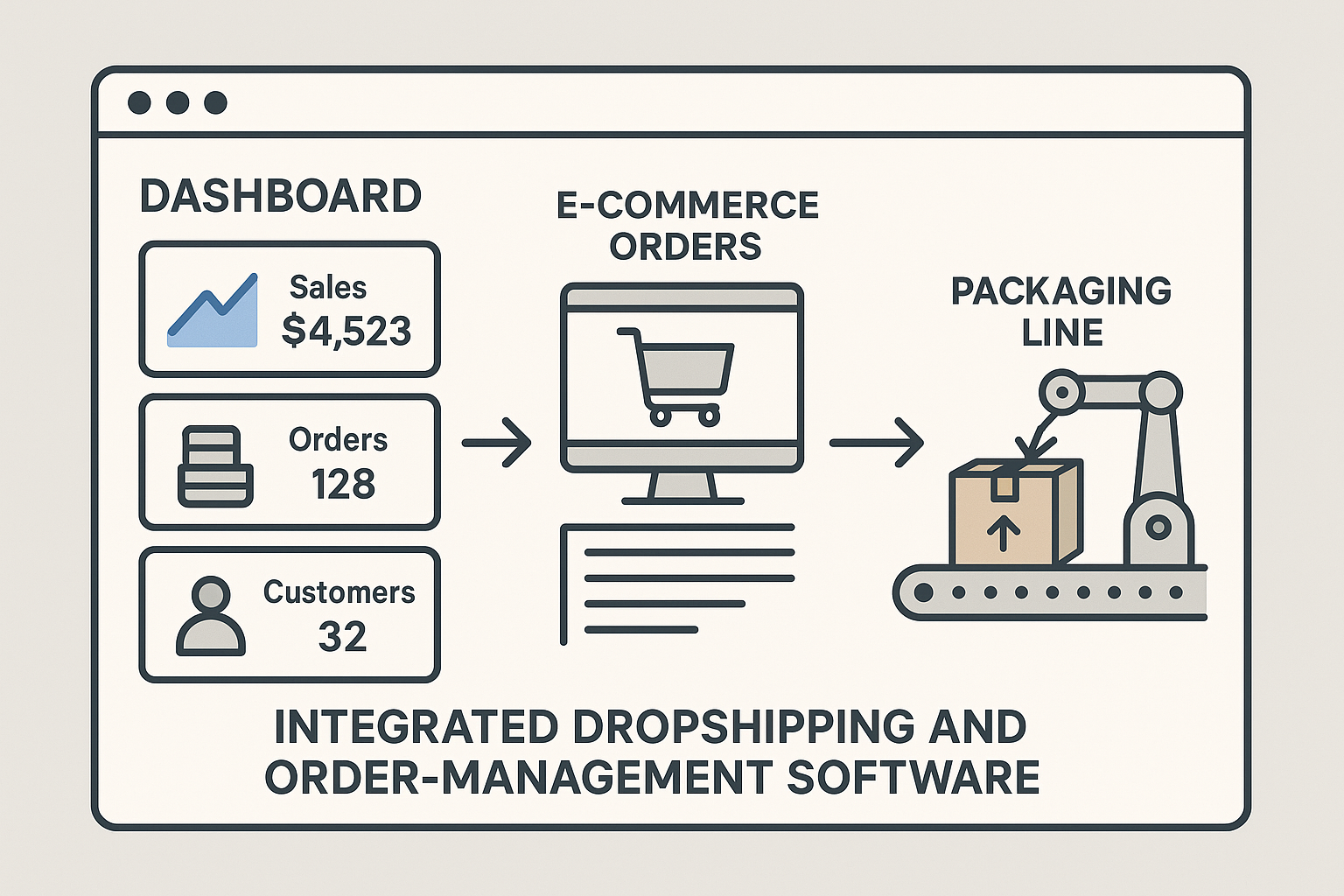 Dashboard illustration showing order status and line utilization