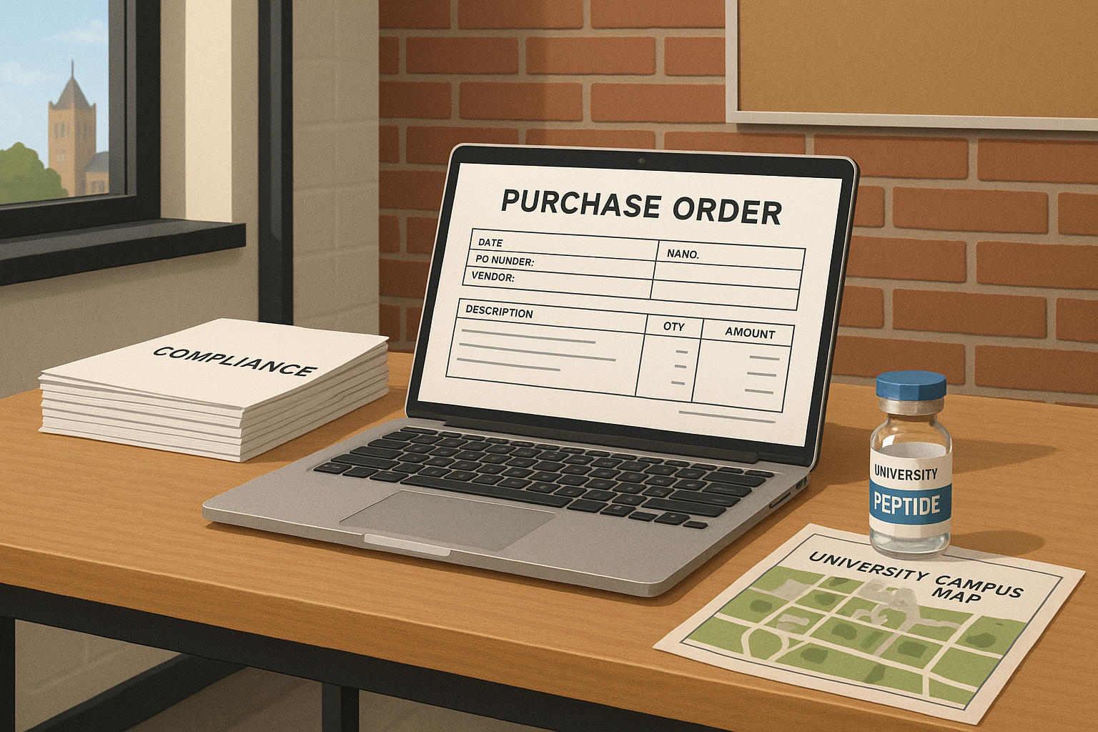 Sample university procurement purchase order for peptide supplies