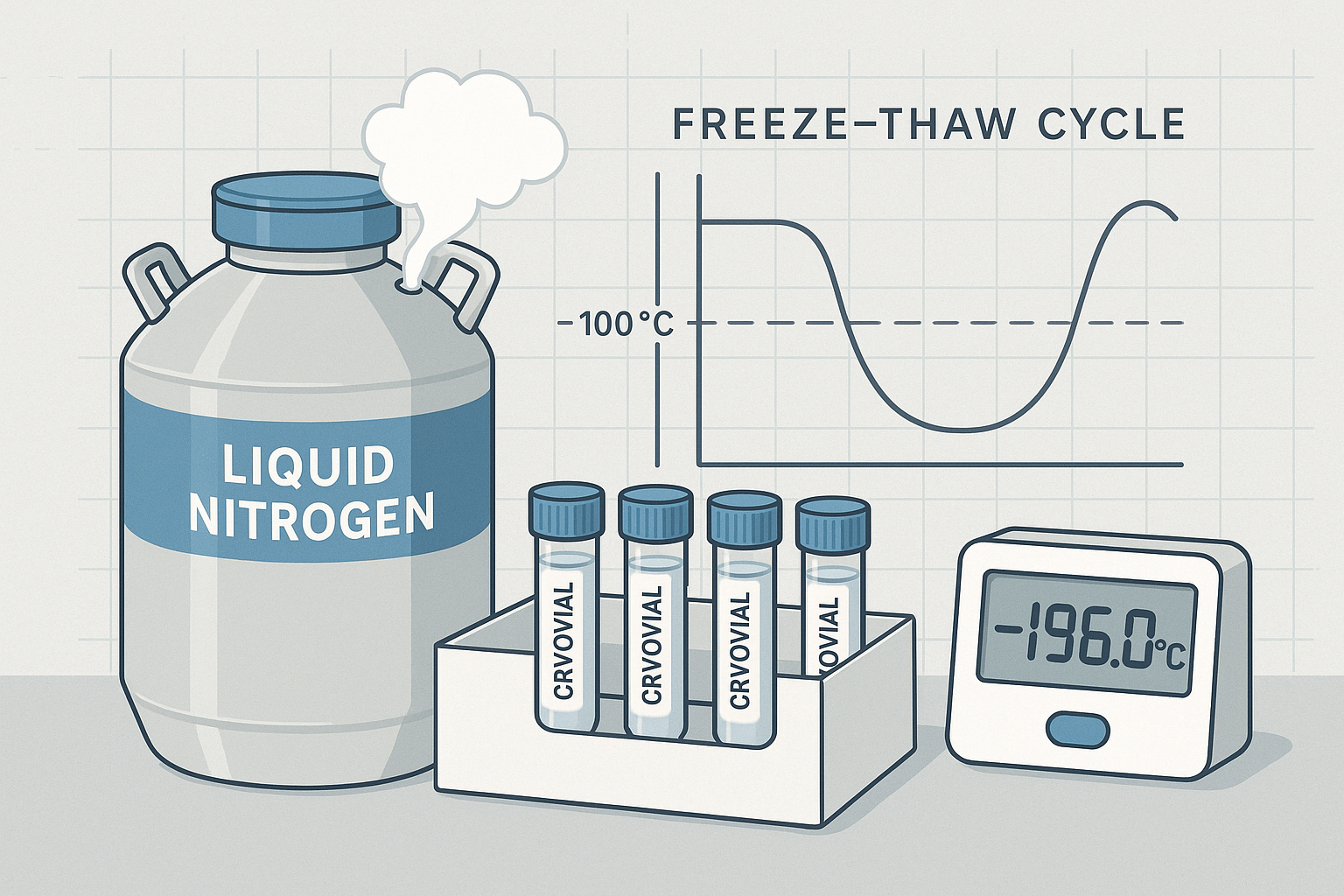 Diagram of cryogenic storage equipment and workflow