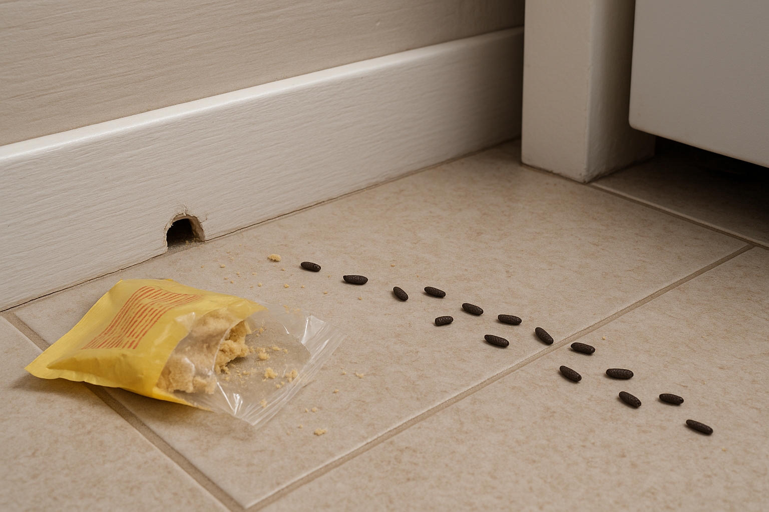 Illustration of typical mouse entry points in a suburban home