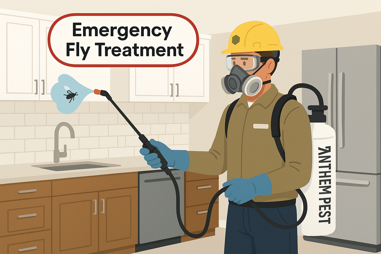 Emergency House Fly Control in Brookhaven, Georgia: What to Do Right Now 3 Technician applying residual spray and setting up bait stations