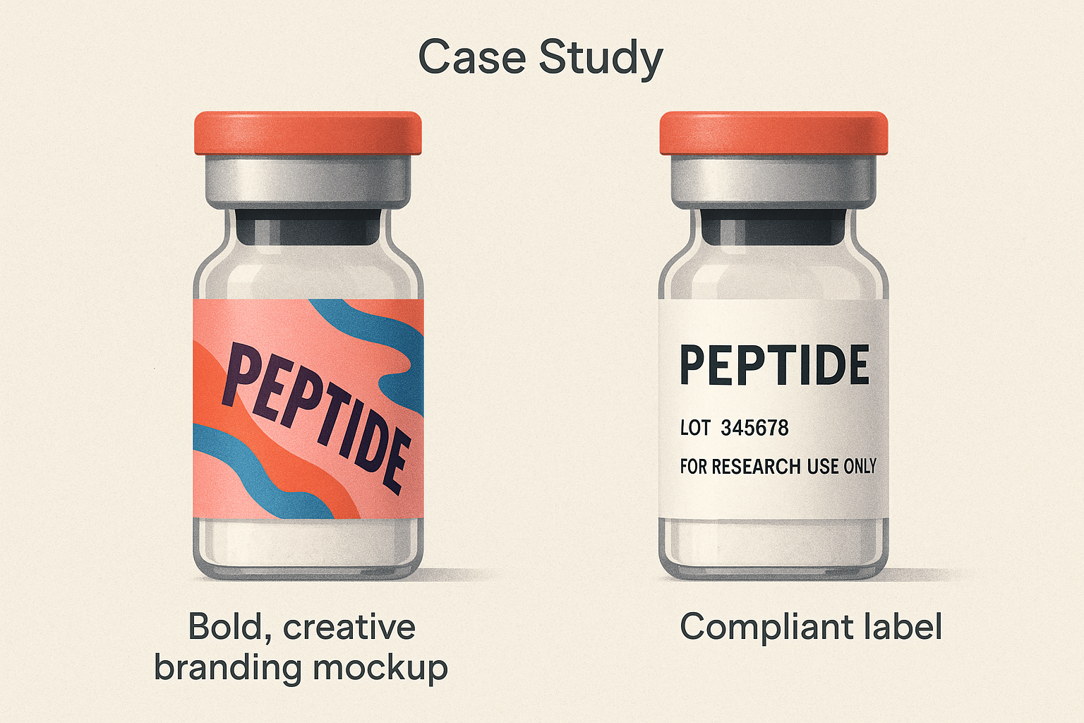 Side‑by‑side label mockup showing research observations compliance adjustments