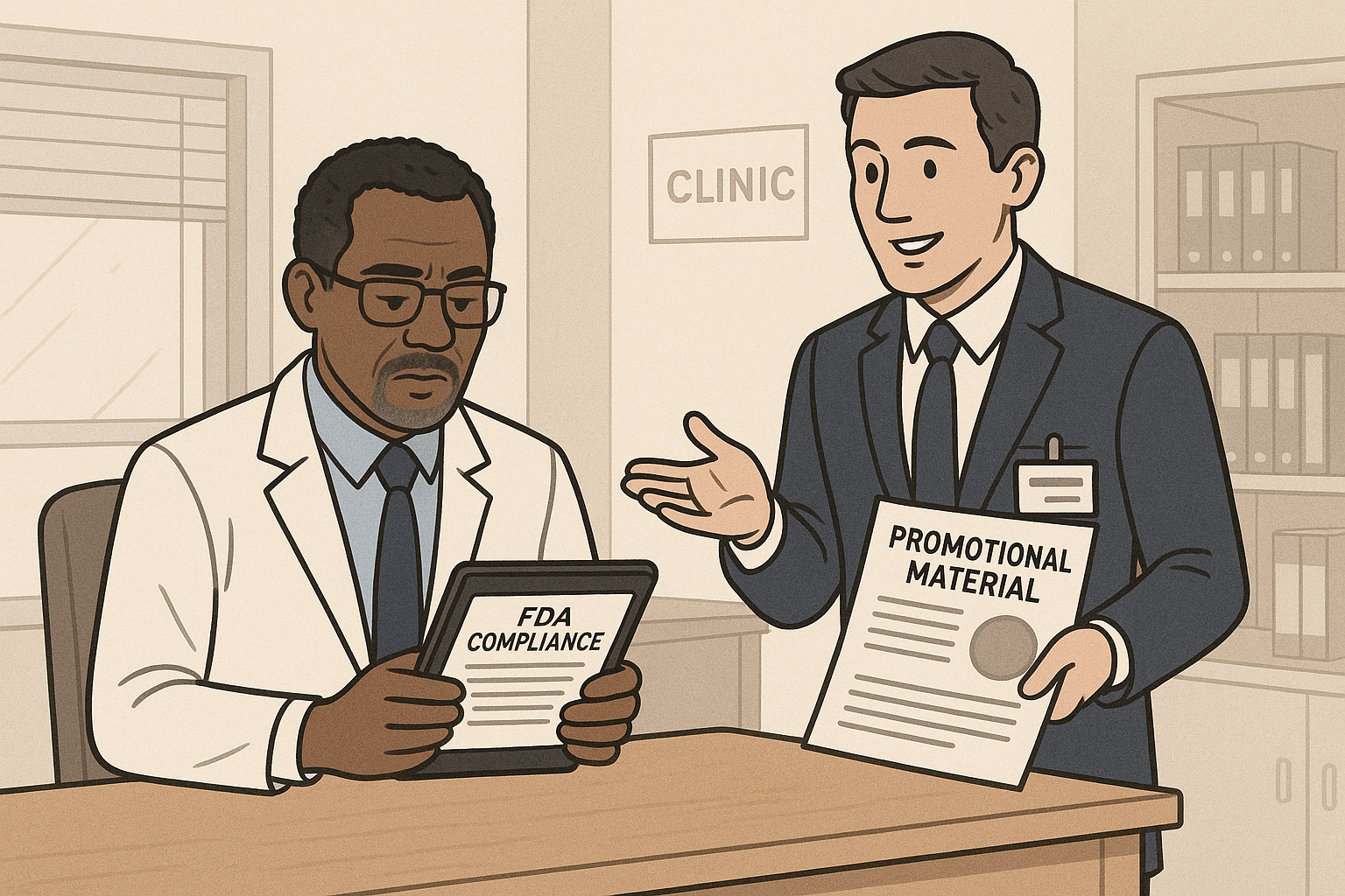 Sales team reviewing compliance documents