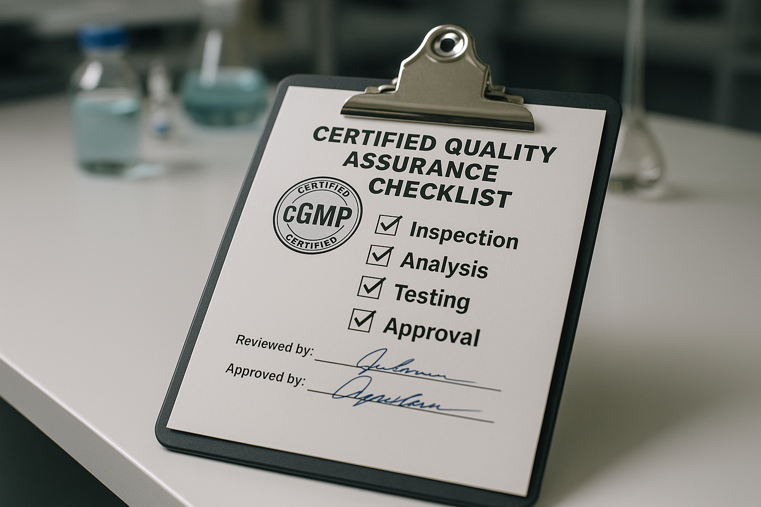 Sample QA checklist for peptide manufacturing