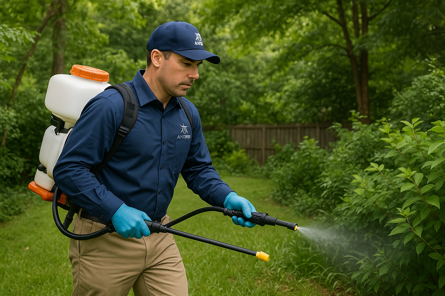 Anthem Pest technician performing a tick control inspection