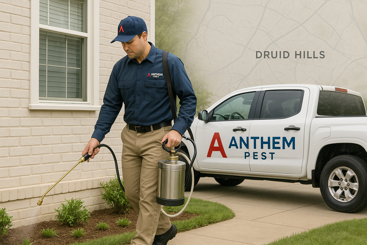 Anthem Pest technician inspecting a home for earwig entry points