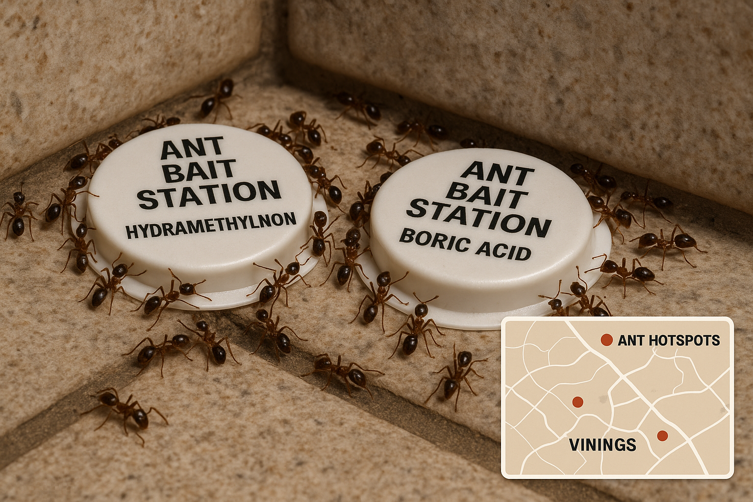 Illustration of ant treatment methods for homeowners