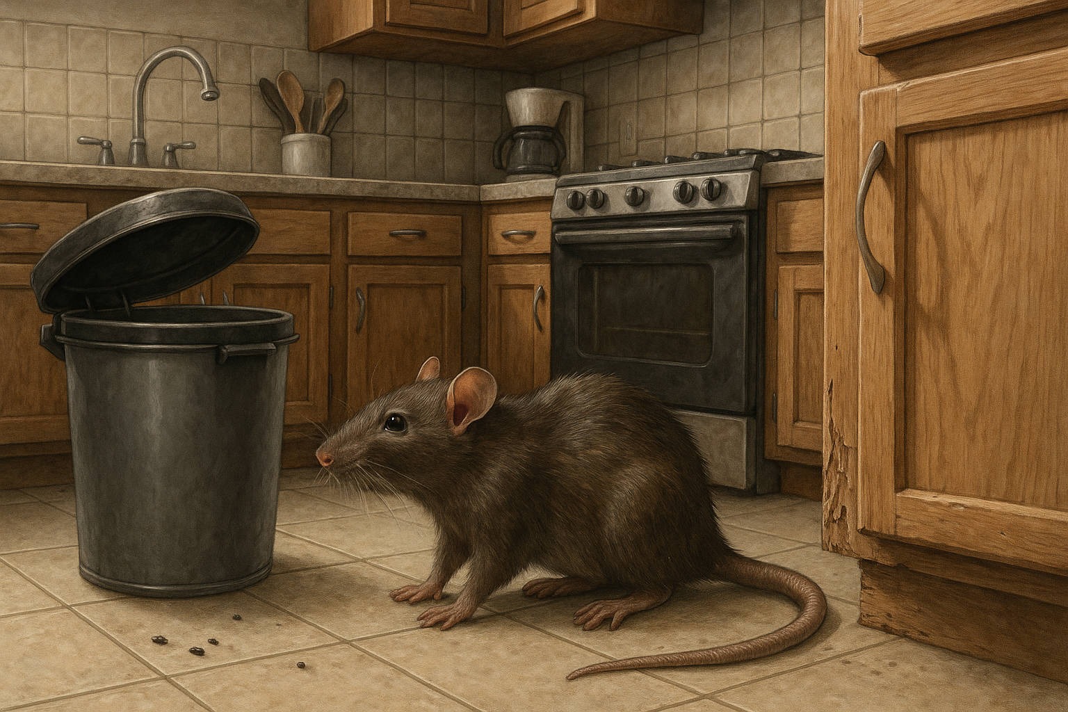 Signs of a rat infestation in a home