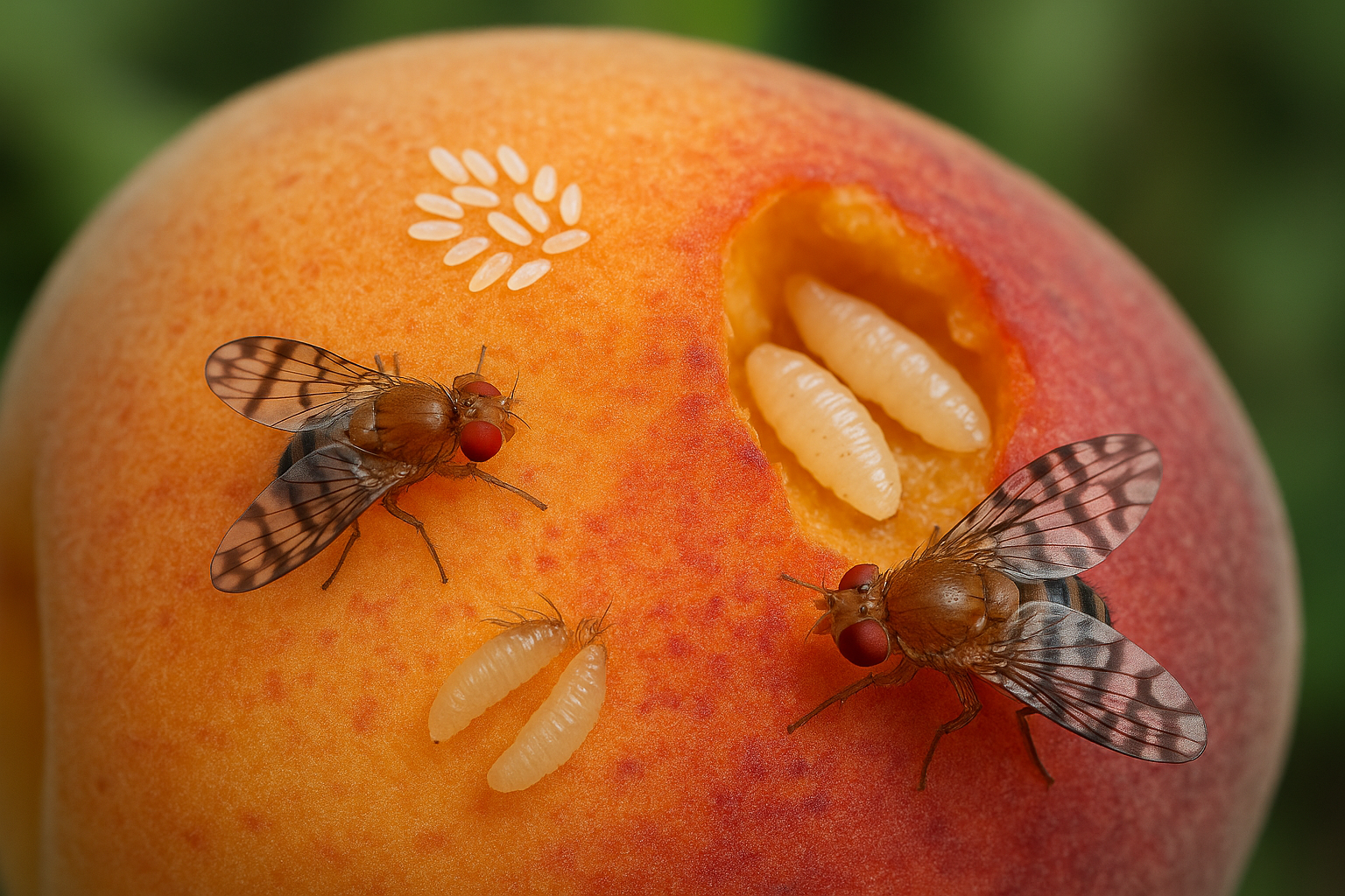 Fruit flies breeding in a kitchen setting