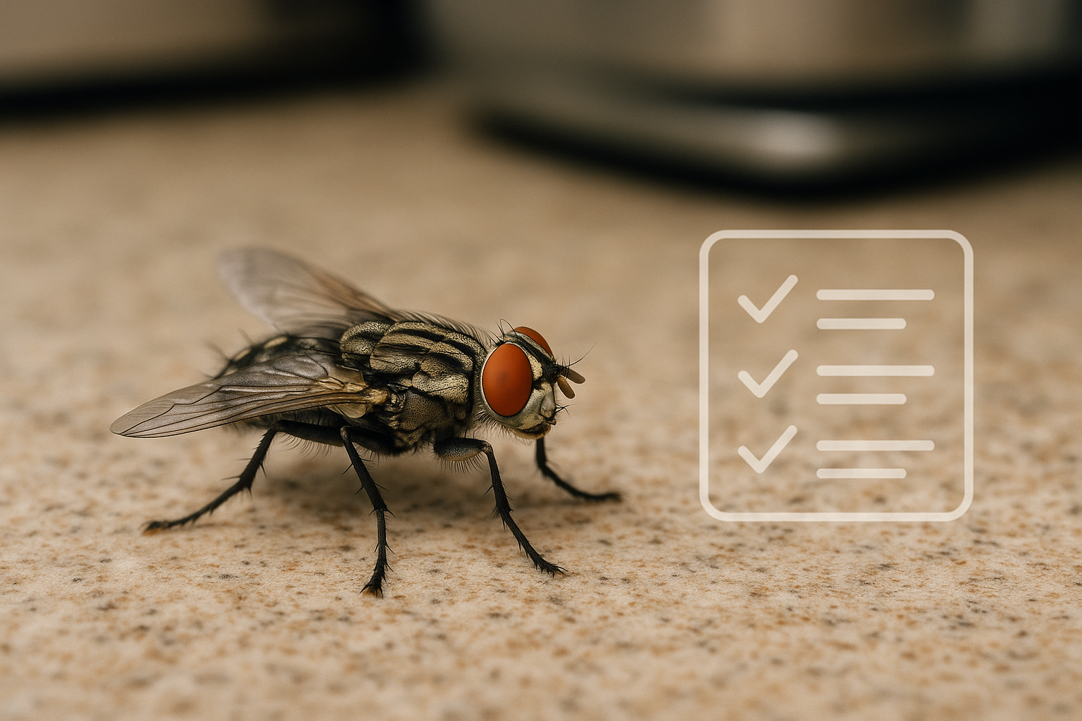 Technician examining a home’s exterior for fly entry points