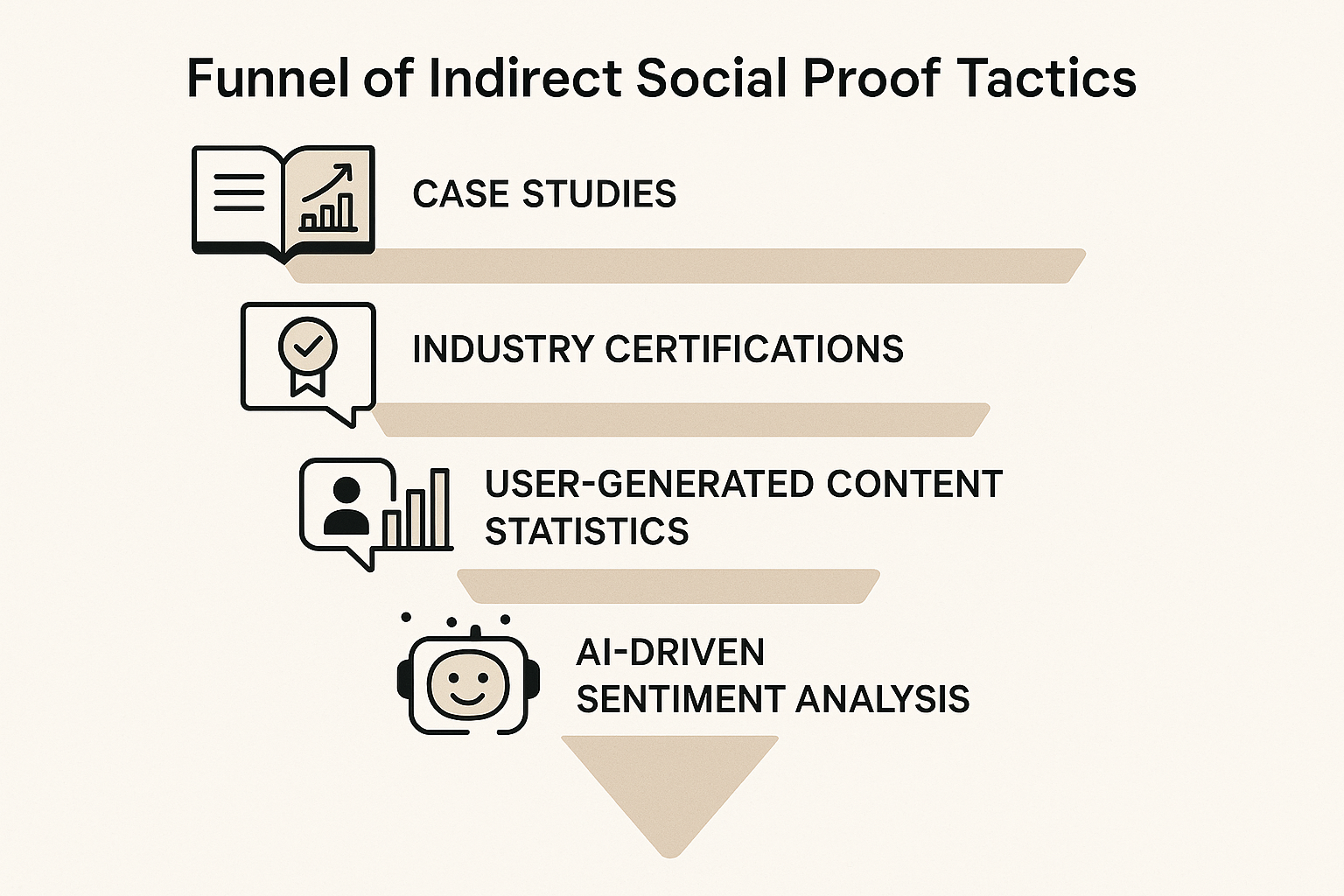 Diagram of an indirect social proof funnel for a peptide clinic