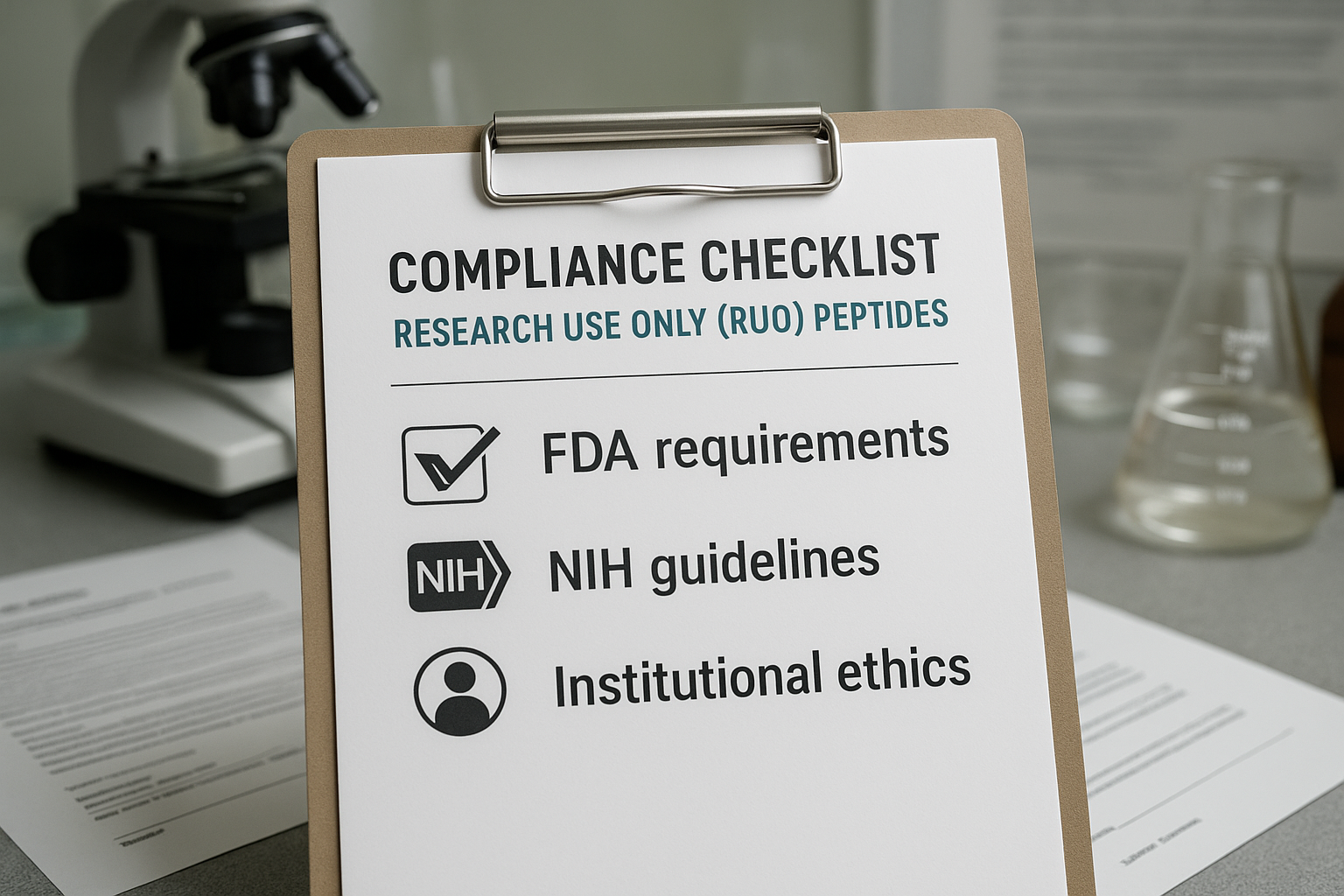 Compliance workflow illustration for RUO peptides
