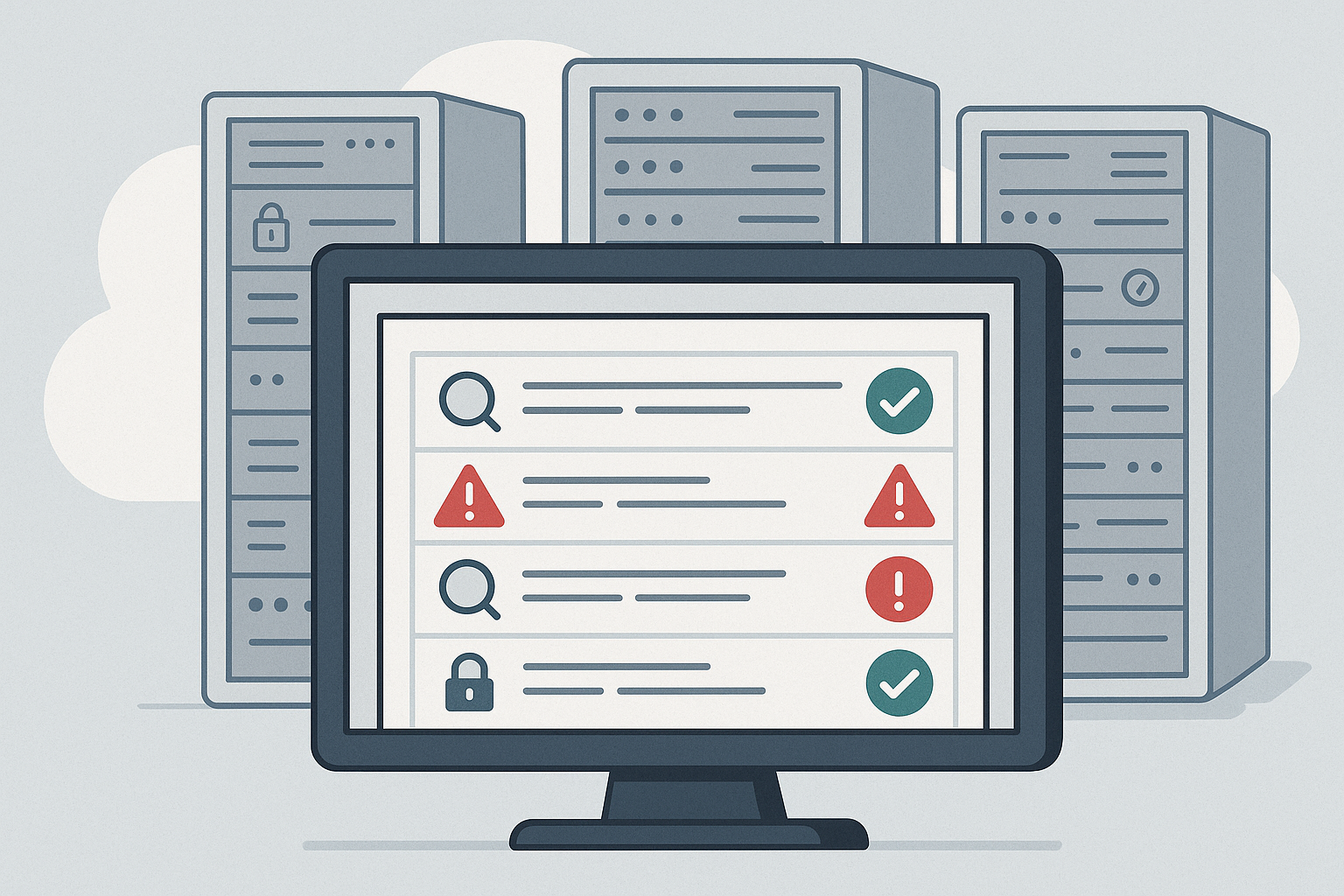 Monitoring console showing alerts and compliance trends
