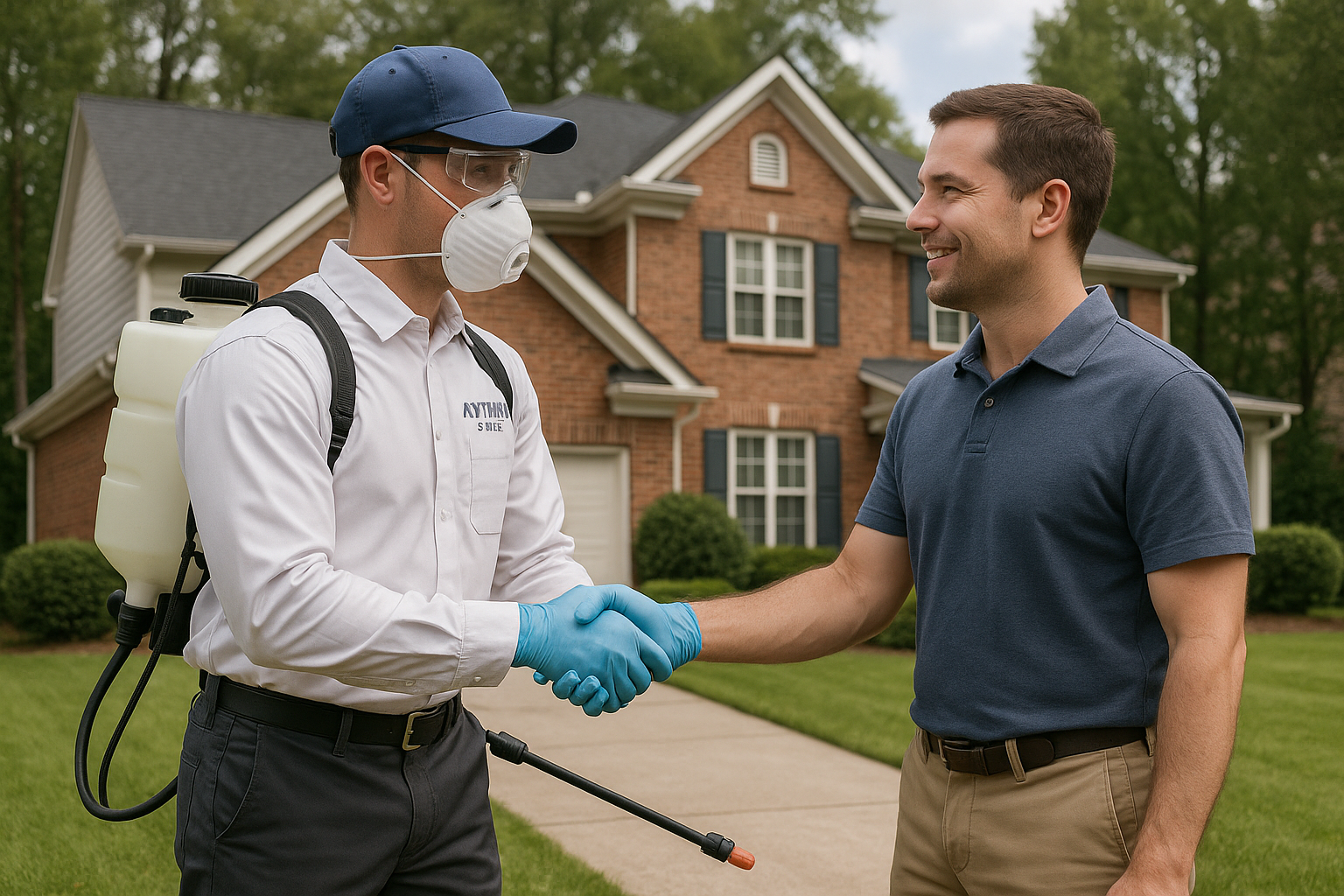 Illustration of tick control methods applied around a suburban home