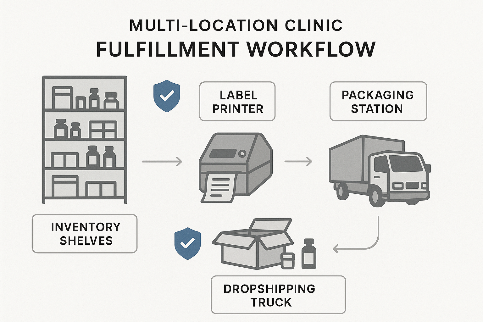 Dashboard view of a fulfillment platform showing inventory, orders, and temperature alerts