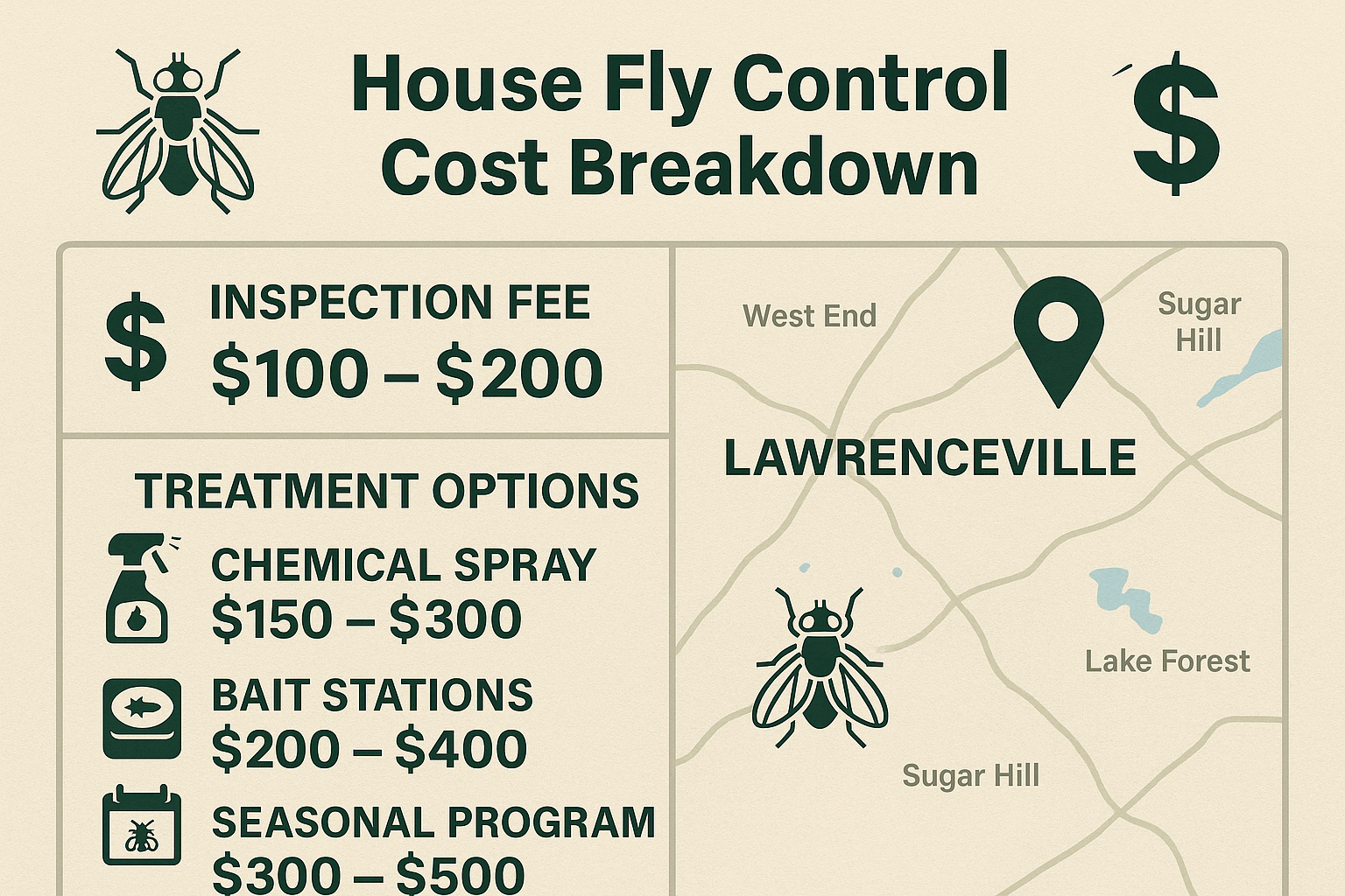Illustration of house fly treatment options