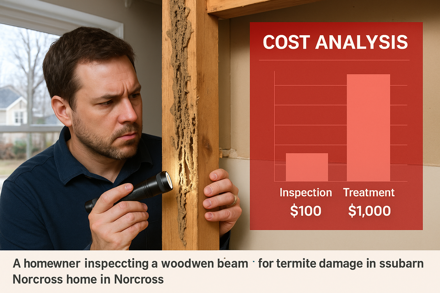 Mud tubes and active termite colonies on a suburban home in Norcross, GA