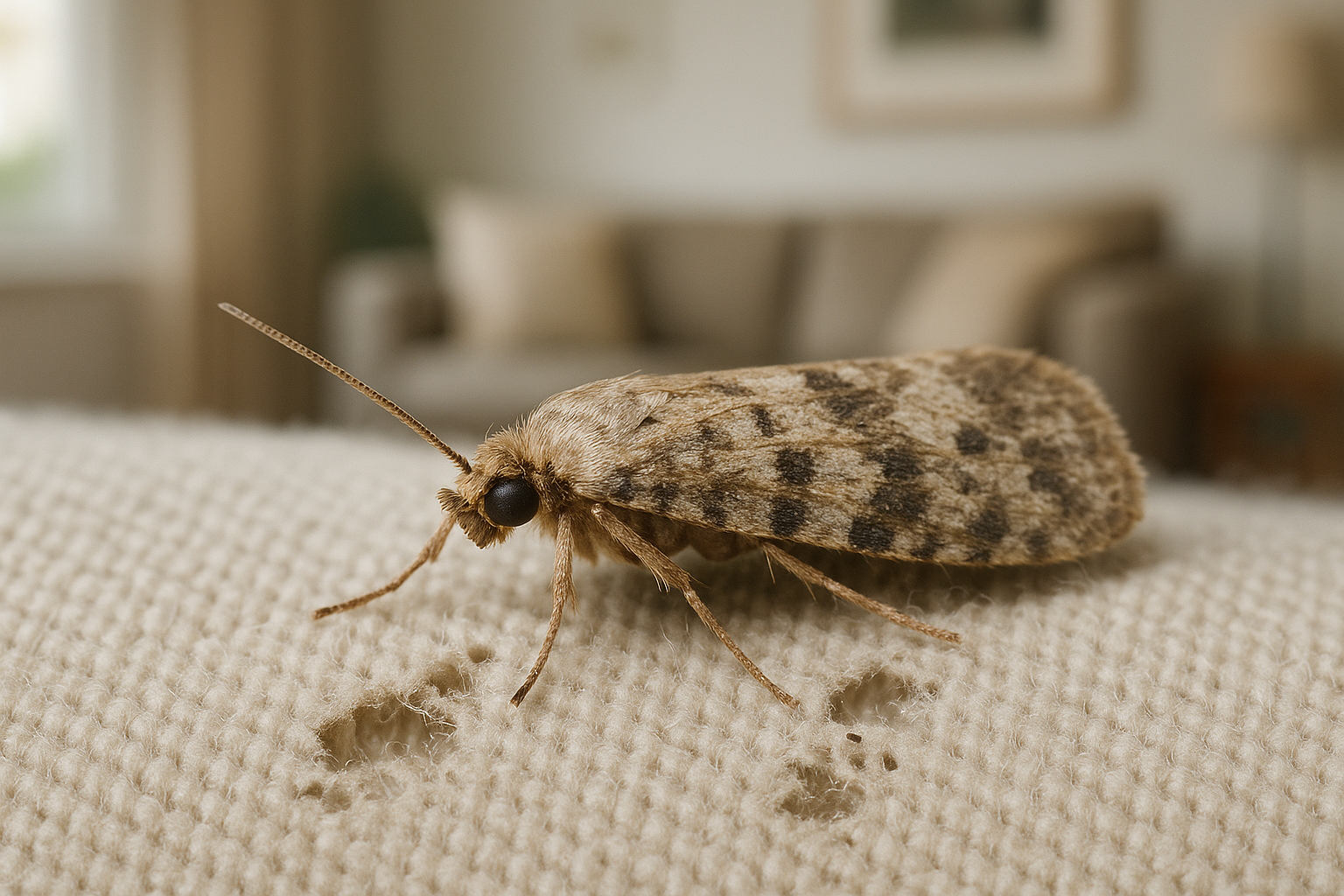 Illustration of common household moth species and damage patterns