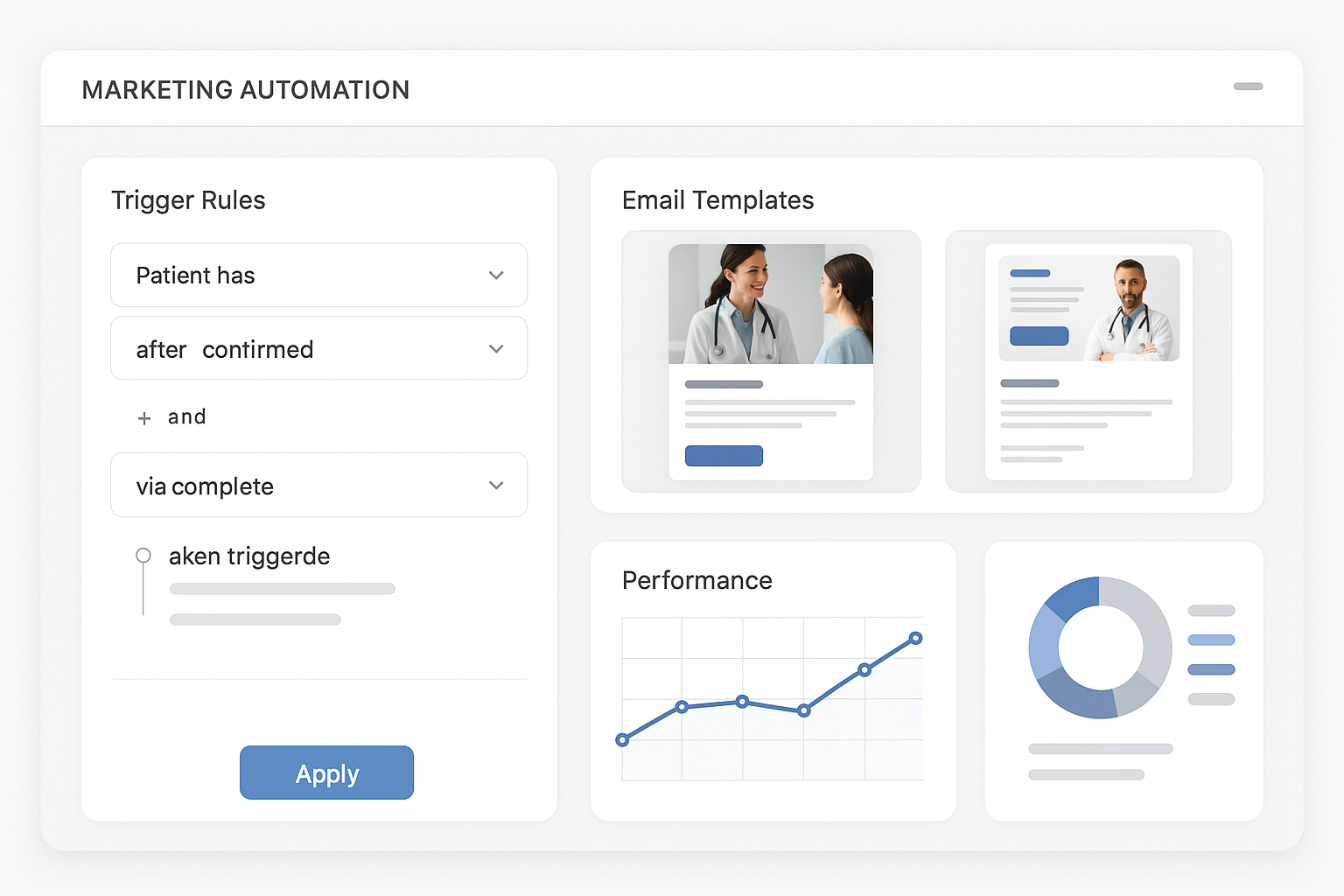 Dashboard view of trigger rule configuration in a health‑clinic automation platform