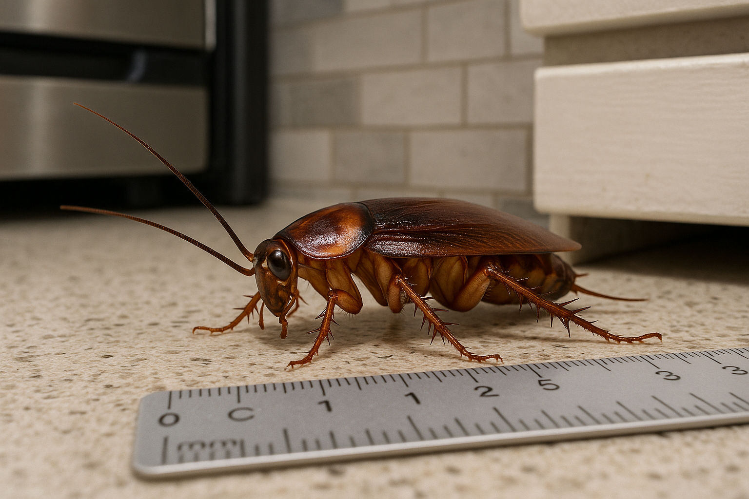 Illustration of German, American, and Oriental cockroaches