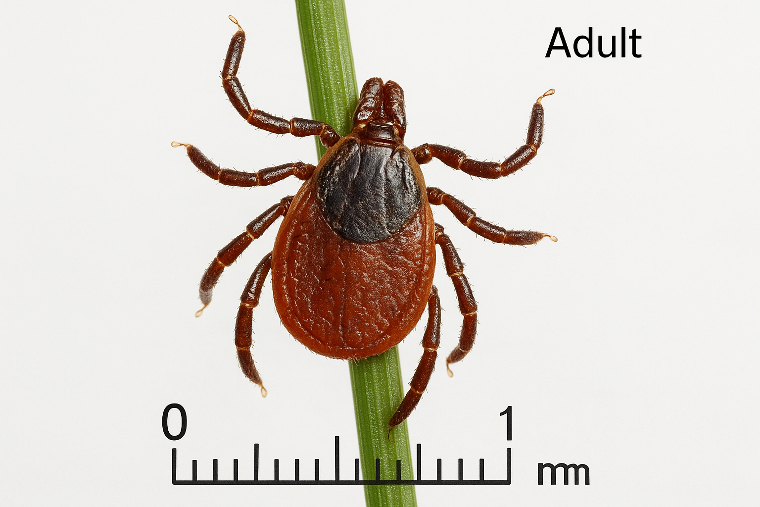 Close‑up of a deer tick in the nymph stage for identification