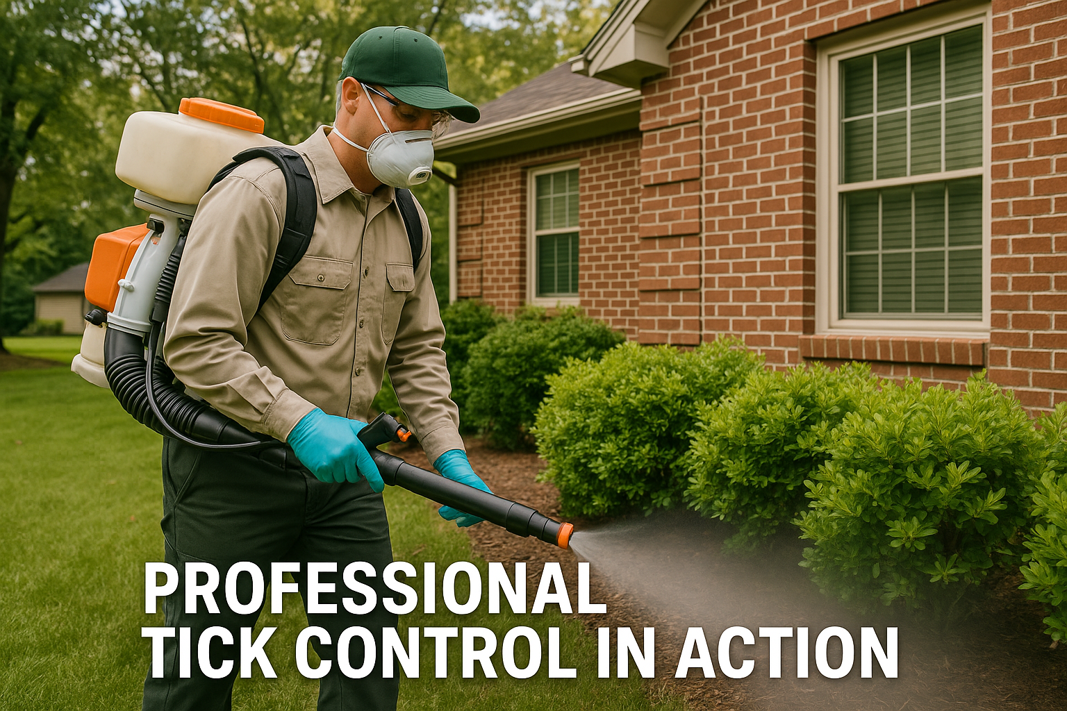 Technician applying a perimeter treatment around a Norcross home
