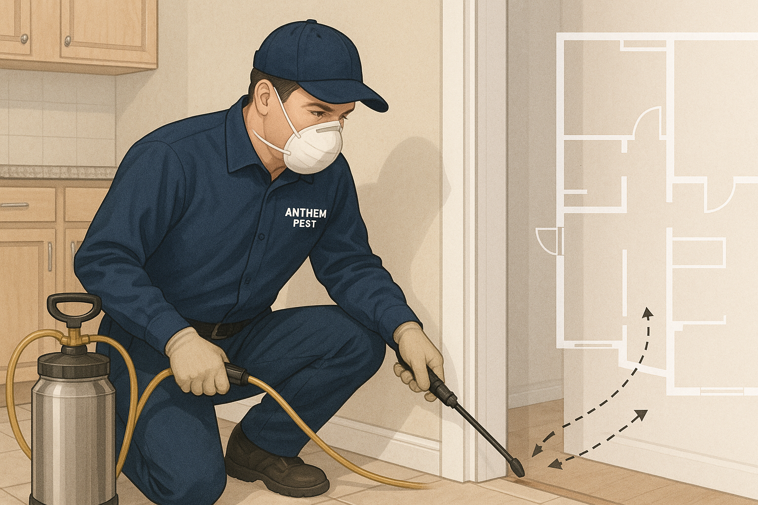 Diagram of interior and exterior stink bug treatment zones