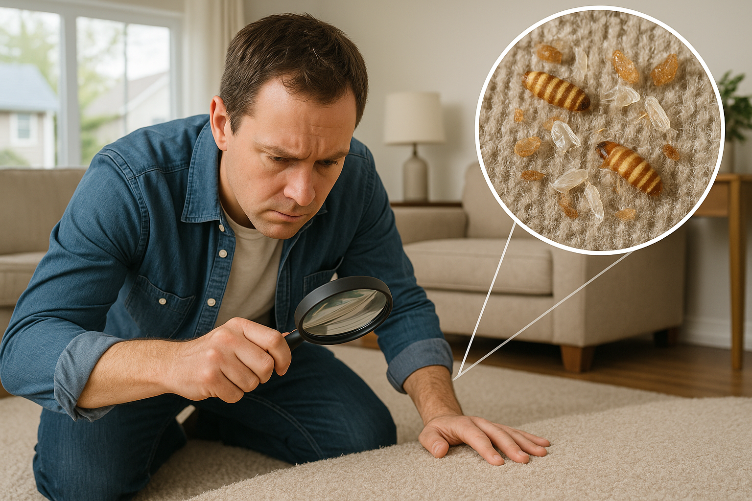 Carpet beetles causing damage in a home