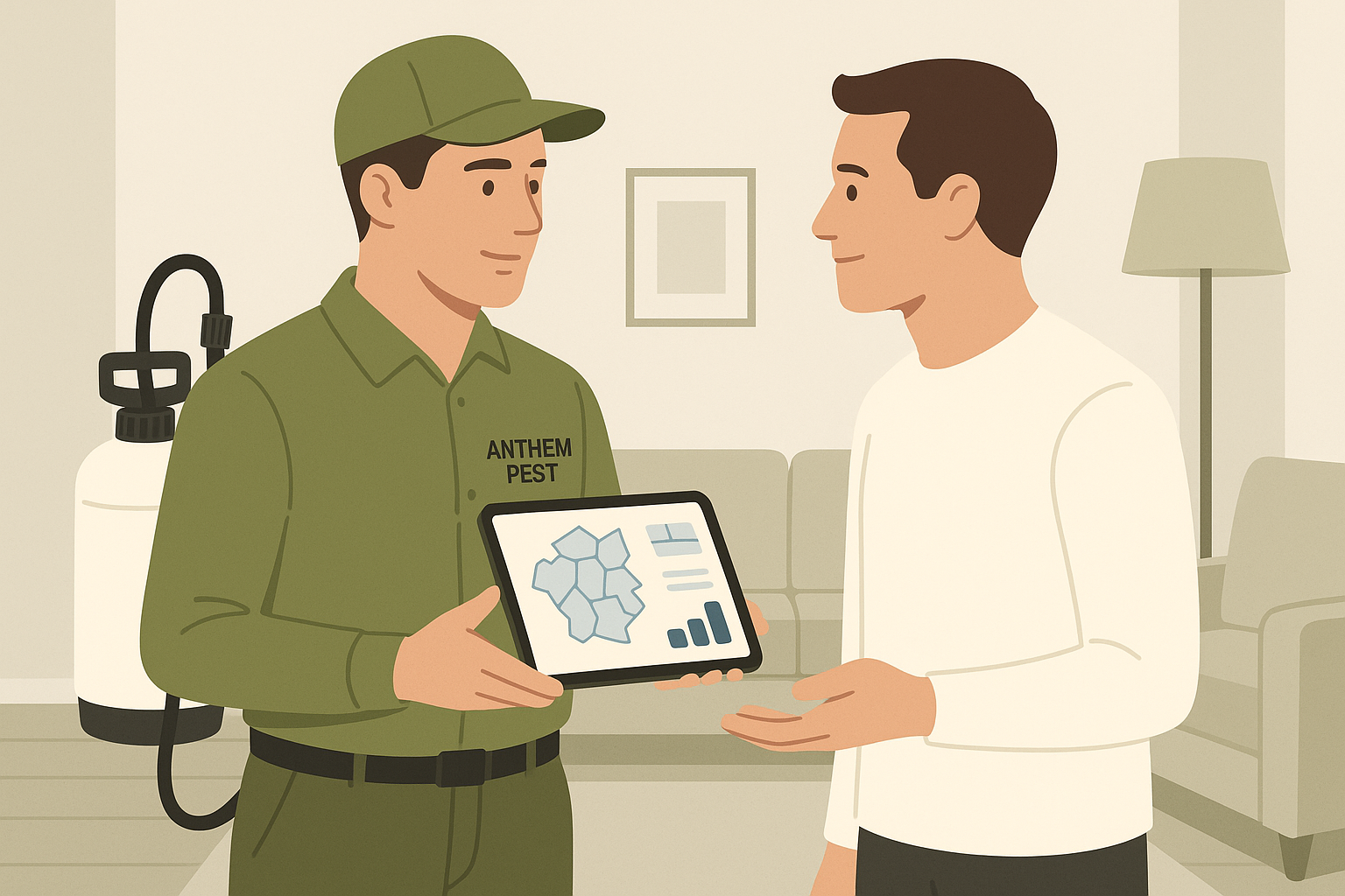 Technician inspecting a basement for rodent activity