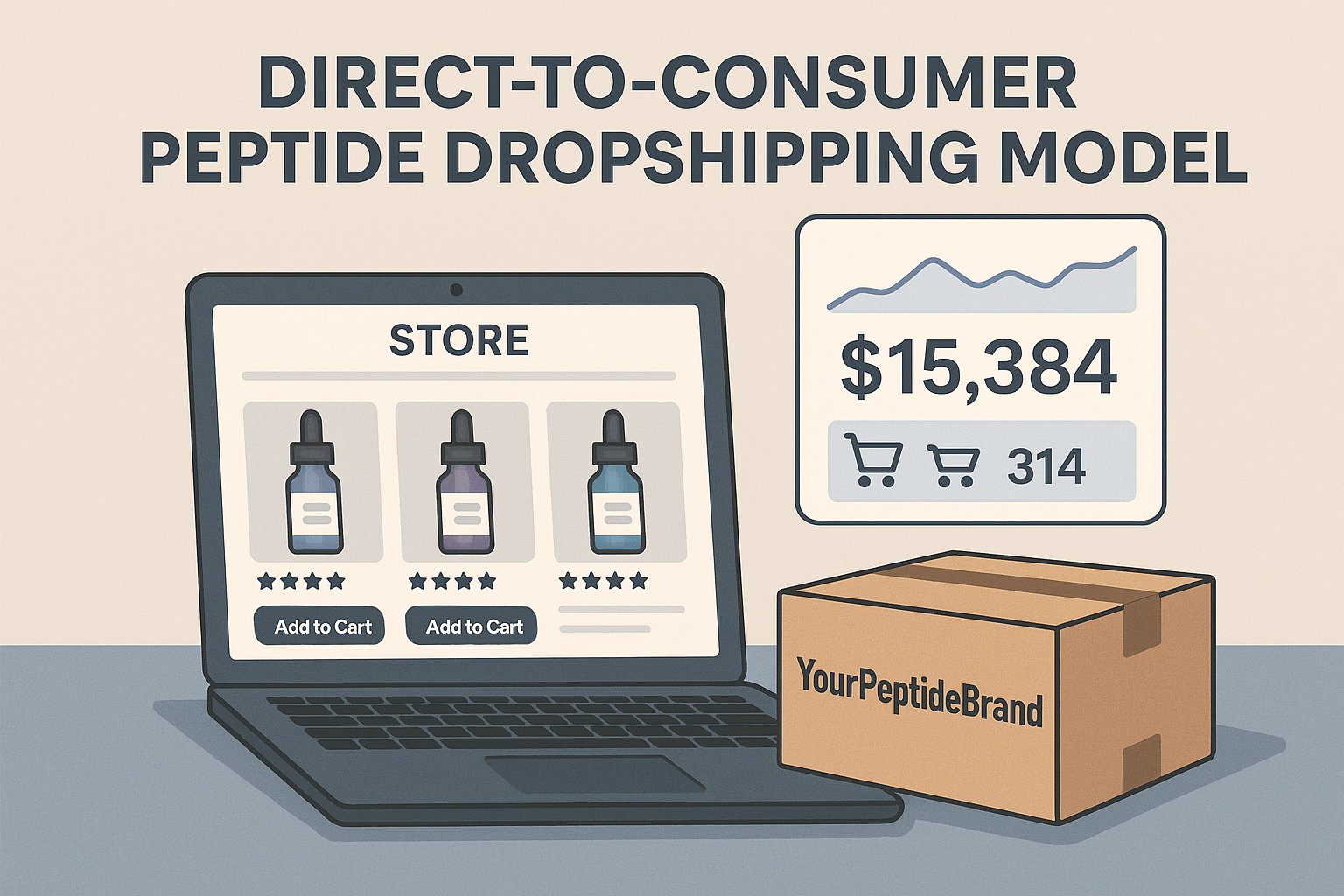 Illustration of a white‑label peptide dropshipping workflow