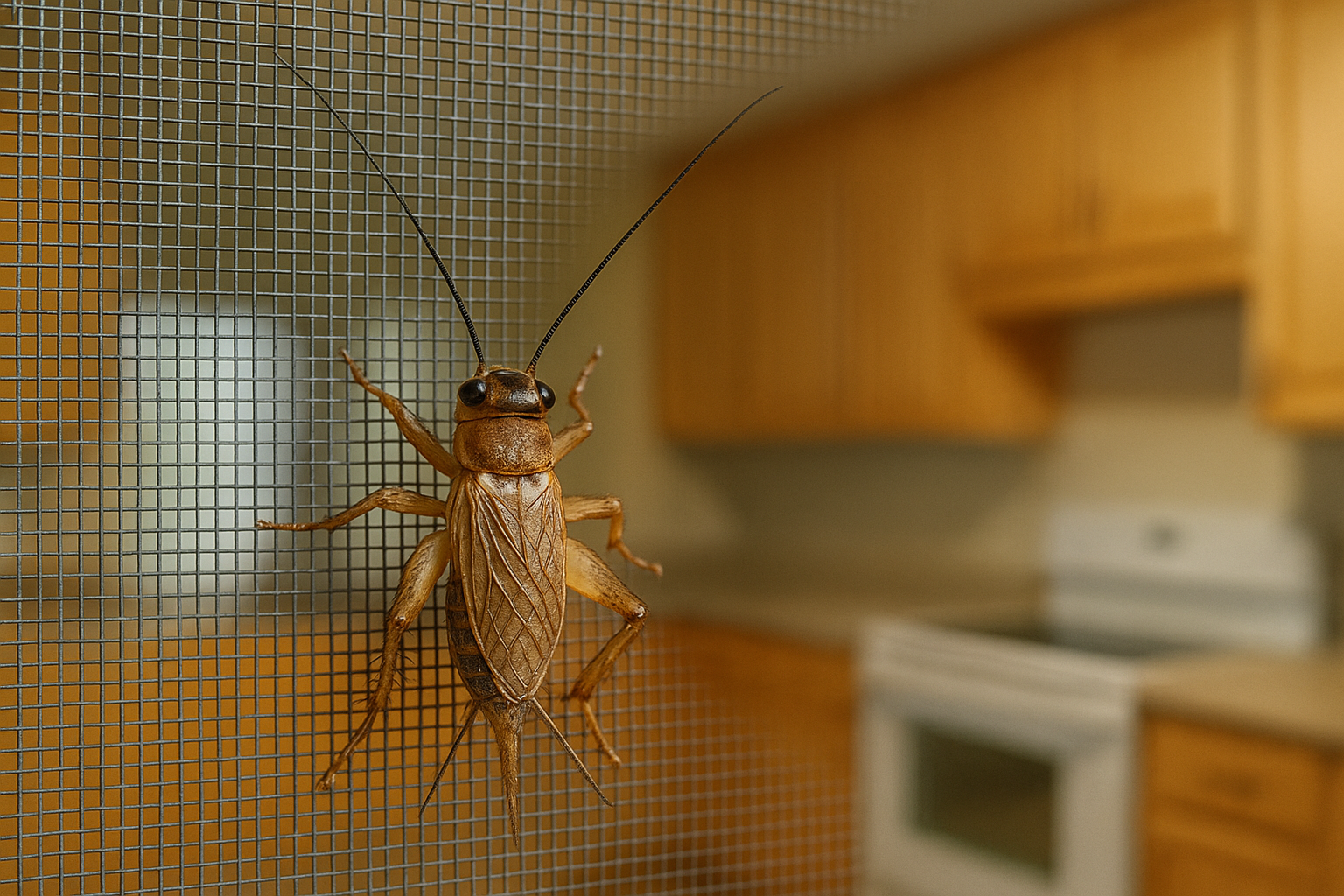 House crickets gathered near a light source inside a home