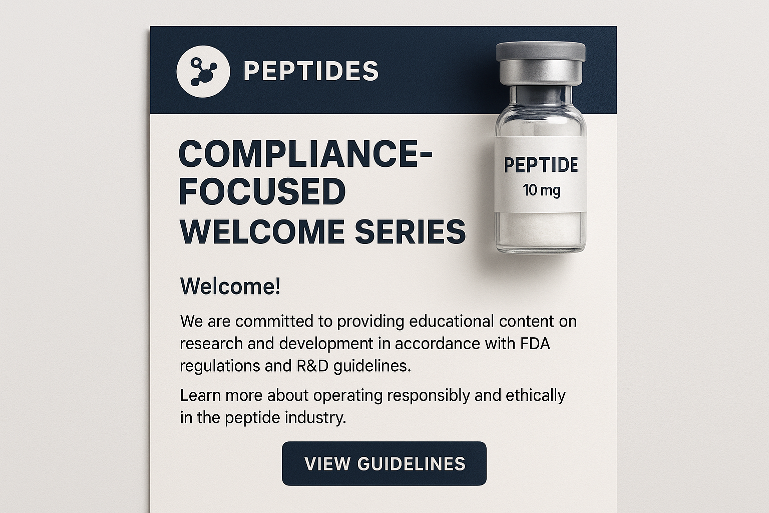 Mockup of YPB compliance‑focused welcome email