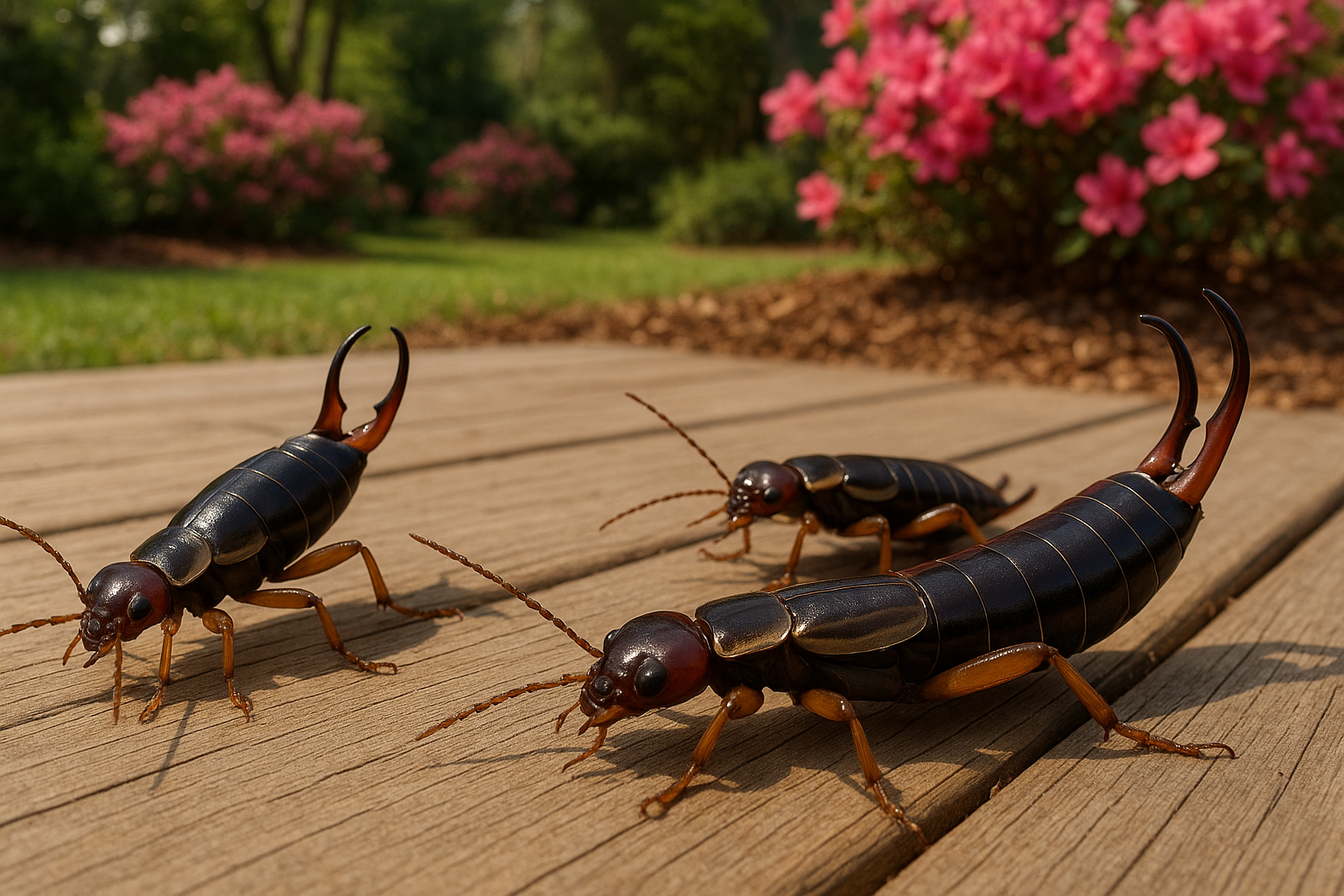 Earwig crawling on a leaf