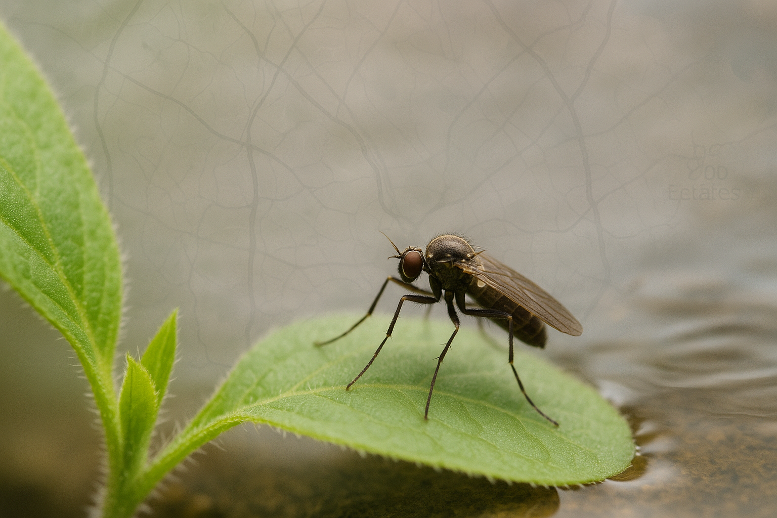 Close‑up of fungus gnats on houseplant soil
