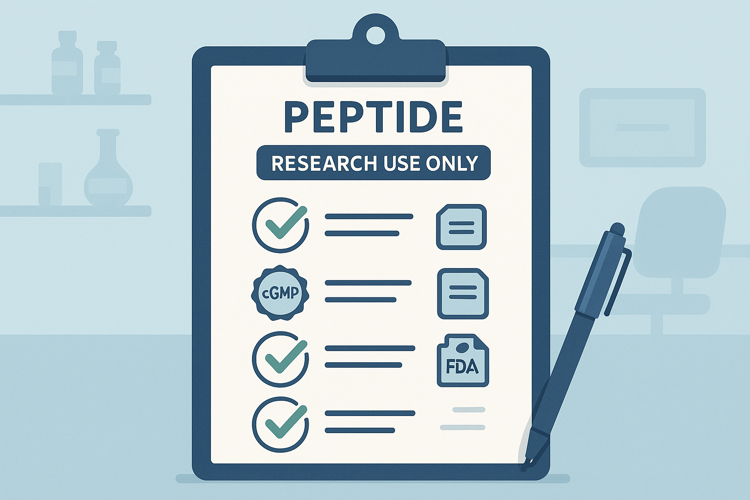 Checklist workflow for peptide manufacturers