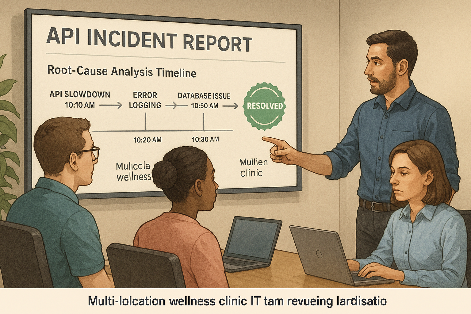 Timeline of API incident and resolution steps
